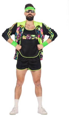 WILBERS & WILBERS 5273-80-talet aerobic-kostym för män, retro fitness outfit, träningsoverall för karneval