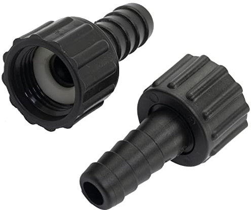 AERZETIX - C63566 - Lot de 2 Raccord femelle cannelés droit 1/2'' x 13 mm à écrou - filetage interne - adaptateur connecteur système circuit d'irrigation arrosage pompe - en plastique - couleur noir