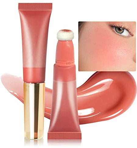Prreal Blush Beauty Wand, Cream Blush Matte Liquid Blush with Cushion Applicator, Smooth Silky Creamy Blush Stick for Cheeks and Lips, Long-wearing Lightweight Blendable Cheek Tint Blush Makeup (#05)