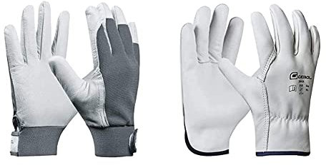 Gebol Uni Fit Comfort | Arbeitshandschuhe aus Leder mit Klettverschluss | XXL (Gr 11) | Weiß | 1 Paar & Arbeitshandschuhe aus Leder mit hoher Widerstandsfähigkeit | XXL (Gr 11) | Weiß | 1 Paar