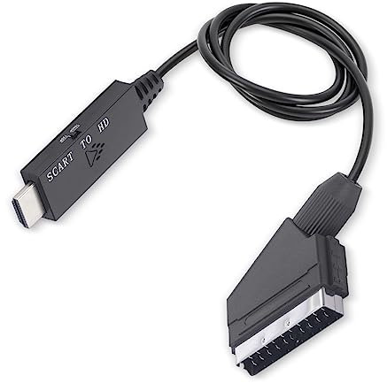 Adattatore Convertitore da SCART a HDMI 1080P, Cavo Adattatore da SCART a HDMI per Videoregistratore VHS, Dispositivi di Registrazione DVD, Cavi HD 1080P 720P, Micro USB, Al
