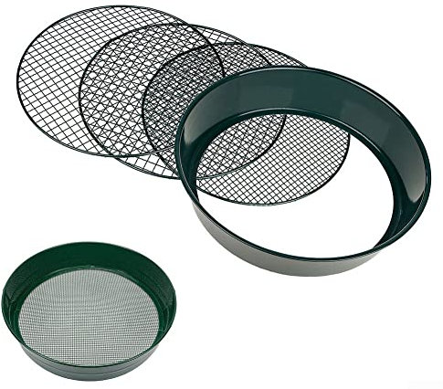 RANRAO Gartensieb, 3-in-1 Metall-Erdsieb, Kompostsieb, Gartensieb, Metall, 37 cm, 3 Maschen, grob, fein zum Sieben von Erde, Steinen und Kompost