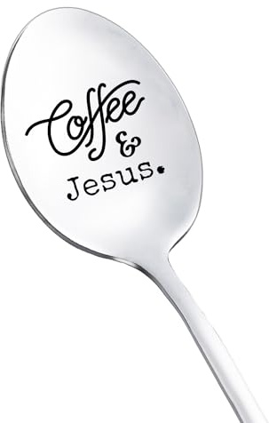 Coffee and Jesus Spoon Gifts for Coffee Lovers Women Men Christian Gift for Grandma Dad Christmas Birthday Gifts for Papa Jesus and Coffee Gift for Mom Friends Coffee Spoons