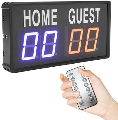 Gugxiom Marcador de Puntuación Digital, Marcador de Control Remoto, Mantener Puntuaciones del 1 a 99, 5 Marcadores de Cornhole de Brillo Ajustable, para Baloncesto, Voleibol,