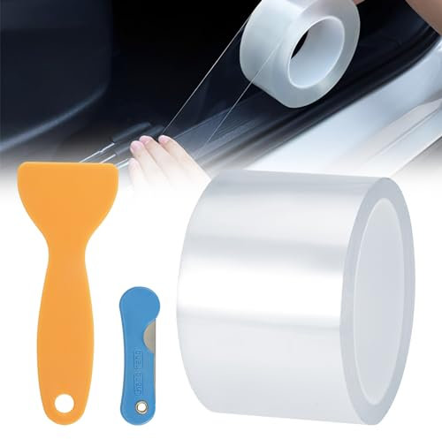 7cmx10m Pellicola Protettiva Trasparente Auto, Pellicola Adhesiva Trasparente, Autoadesiva Pellicola Protettiva Vernice con Coltello e Spatola, Universale Protettiva per Vernice per Auto, Moto, Bici