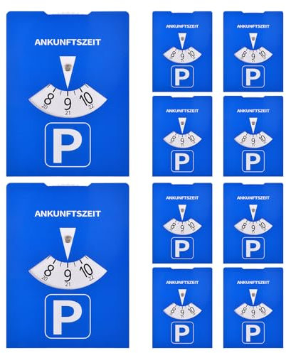 IMPPTE 10 Stück Parkscheibe Auto 11x15cm Blau Parkscheiben Papier Parkuhr Parking Disc für KFZ Auto Parken Park Scheibe Parkuhr aus Pappe