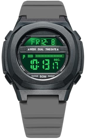 CIVO Herren Uhr Digital Armbanduhr: Wasserdicht Sport Uhren Herren Grau - Militär Stoppuhr Wecker