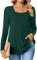 TAOHUADAO Womens 2024 Fall Casual T-Shirts Square Neck Long Sleeve Tunic Tops Loose Comfy Blouses 3XLarge, Dark Green