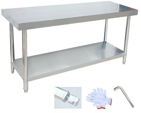 Supporto portatile per forno a microonde a 2 livelli, da cucina, da esterno, in acciaio inox, per cucina e ristorante, resistente, 80 x 60 x 80 cm