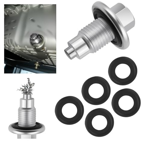M14x1.5 Magnetic Oil Drain Plug Replacement OEM 97329654 with 5PCS Oil Drain Plug Gasket,Durable Oils Pan Drains Plugs Compatible with Kawasaki/Honda/Triumph,Essential Oils Plugs (M14x1.5)