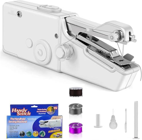 Sewing Machine for beginners, Two Modes, Portable Sewing Machine for Various Fabrics, Quick Clothes Repair for Home DIY & Trave (WHITE)