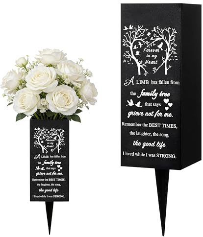 Cemetery Vases for Grave Flower Holder with Spikes,Heart Tree Grave Metal Memorial for gravesite vase,Flower Holder for Cemetery,Decor for Funeral,Memorial Gifts for Loss of Loved One Mother's Day