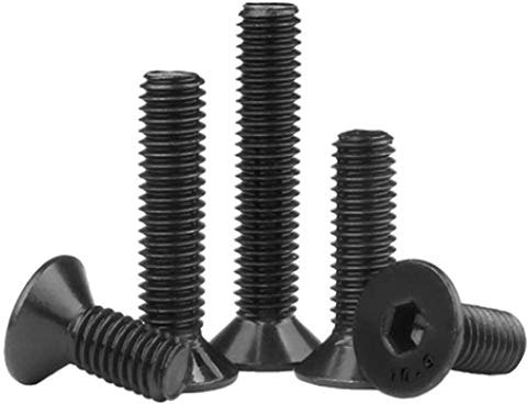 Runxingfu Ferretería Clavos Cabeza Allen Tornillos Avellanados - Pernos Hexagonales Acero Carbono Hexágono Plano Cabeza Tornillos de Máquina Métrica Rosca M2 M2.5