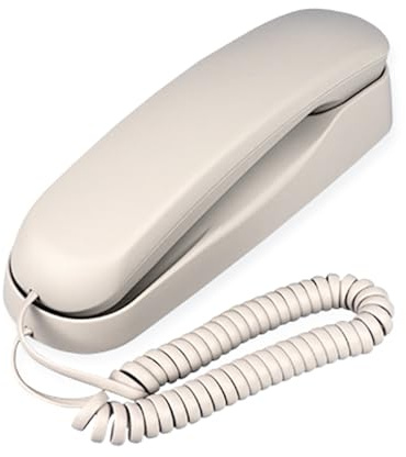 Corded White Wall Phone, TelPal Small Analog Wall Telephone for Seniors Home, Single Line Trimline Landline Phones, No AC Power or Battery Required