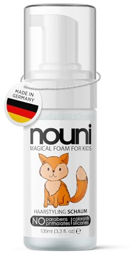 Schiuma per capelli per bambini, fragranza neutra, senza parabeni, siliconi, solfati o coloranti, vegana, per ragazze e ragazzi, nouni bambini, 100 ml