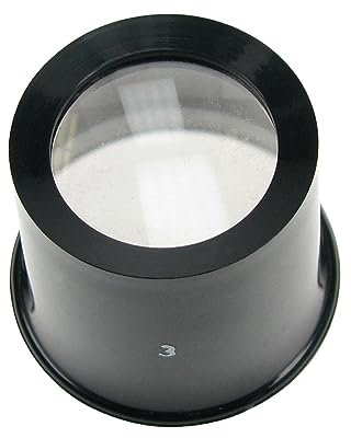 Uhrmacherlupe, Standard, Vergrößerung 3,3x, Schwarz, aus Kunststoff, mit verschraubtem Ring