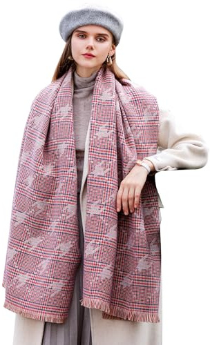 Longwu Bufanda De Tartán, Lana De Cachemira, Grande Y Suave, Mantón Y Abrigo De Otoño Invierno, Regalos Para Damas
