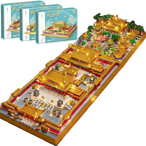 KeKeDuo Haus Bausteine Bausatz, 10385 Klemmbausteine Modular Buildings 3 in 1 Chinesische Kaiserpalast Architektur Modellbausatz, MOC Weltberühmtes Gebäude Bauset Nicht Kompatibel mit Großen Marken