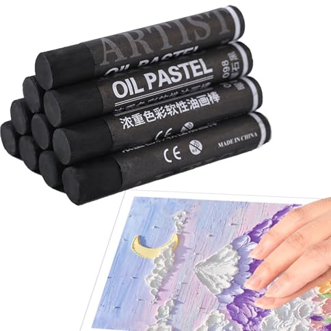 Round Black Oil Pastels Set 10 Pcs Soft Oil Pastels for Kids Crayons Smooth Painting Chalk Intense Bright Colors Chalk Pastels Non Toxic Art Supplies for Drawing Blending Graffiti for Artists Beginner