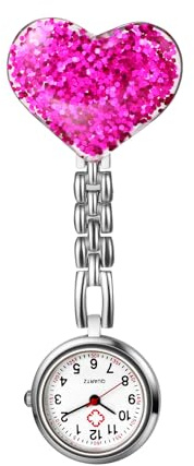 Avaner Montre Poche d'infirmière à Quartz Analogique: Montre à Gousset D'infirmière Clip Sport Crochet Hôpital Montre Infirmiere pour Femme Fille Facile à Lire-Coeur