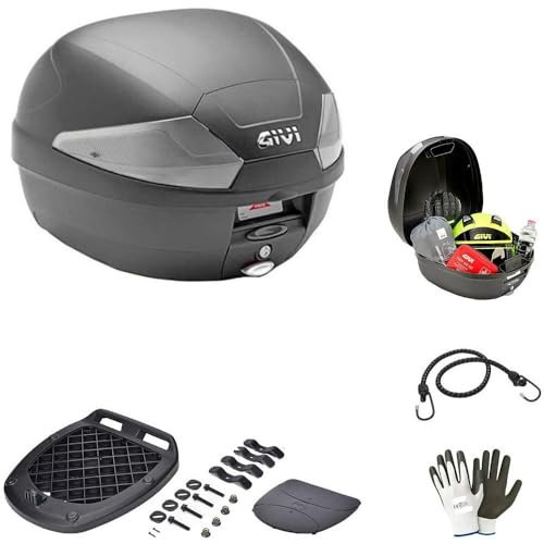 KOMPATIBEL MIT GILERA Runner 200 VXR B29NT2 TECH Suitcase TOPCASE + GIVI-Platte FÜR 1 Integral- ODER Jet-Helm 29LT TRANSPARENTE EINSÄTZE FÜR Motorrad-Roller MIT HECKGEPÄCKTRÄGER