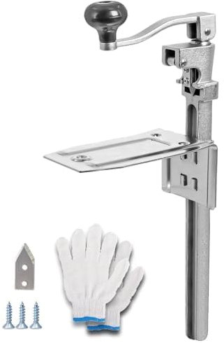 Apriscatole da Banco Professionale Acciaio Commerciale per Lattine #10 con 2 lame, Apriscatole Mmanuale da Tavolo con Base in Acciaio Placcato Regolabile per Hotel,Ristoranti