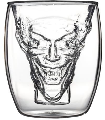 Pyramid International - Bicchiere 3D Joker - Bicchiere a doppia parete da collezione - 250 ml - Caffè e tè caldo o freddo