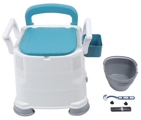 Bedside Commode, Toilet Chair, Wide Armrests, Non Slip, Adjustable Height, Portable Toilet Chair for Elderly with Soft PU Backrest (Hard Seat Ring)
