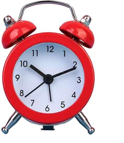1 sveglia classica a doppia campana, movimento al quarzo, da comodino, orologio analogico a doppia campana per camera da letto (rosso)