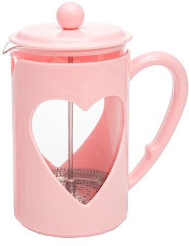 Paris Hilton – French Press im Herzdesign 1L – Kaffeepresse aus Glas und Kunststoff mit Edelstahlfilter, Cool-Touch-Griff, Tropffrei, Temperaturbeständig, Rot Oder Rosa