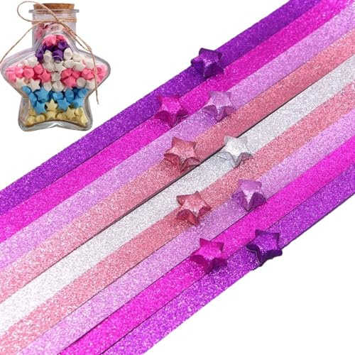 Stjärnformade glitterpappersremsor: Säkert stjärnpapper, pappersremsor med glitter i form av en lycklig stjärna | Glödande stjärnpapper i mörkret, 5520 ark,