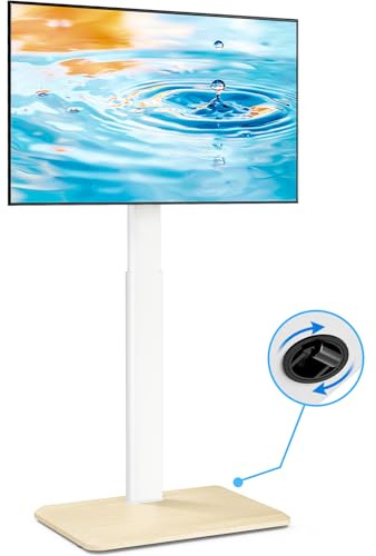 5Rcom Supporto TV da Pavimento con Ruote Nascoste, Porta Tv Da Terra Mobile Girevole e Regolabile in Altezza per TV da 24-55 Pollici, Carrello Porta Tv con Staffa Fino a 30 kg, Max VESA 400x400mm