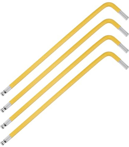 M METERXITY 4-Pack Ball End Hex Key Wrench, 4mm L Shape Extra Long Arm S2 Steel Repairing Tool for Bicycle/Furniture/Equipment/Motorcycle/Machinery, Metric Hexagonal Wrench [Yellow]