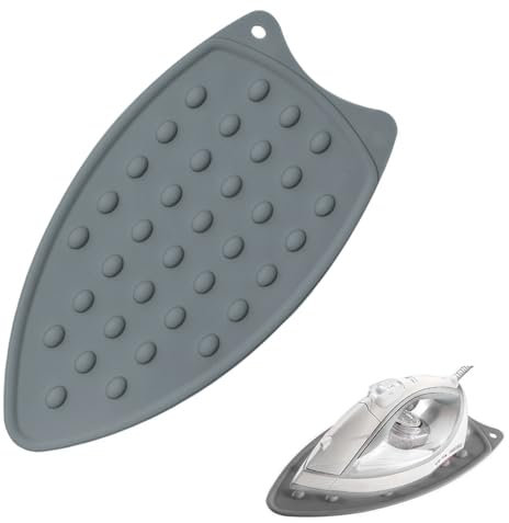 Pad in Ferro Resistente al Calore,Poggia Ferro in Silicone,Tappeto da Stiro silicone,Anti Scivolo Resistente al Calore,Isolante,Portatile e Sicuro,Grigio