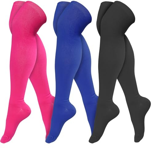 Luwint Thigh High Long Socks, Women Size 9-11 (3 Pairs) - Knee High Socks Over the Knee for Cosplay, Softball, Soccer, Daily
