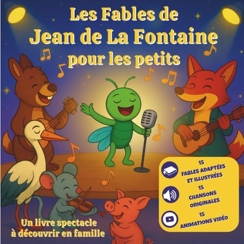 LES FABLES DE JEAN DE LA FONTAINE POUR LES PETITS: Adaptées, illustrées, chantées et animées – 1 livre - 15 fables - 15 chansons - 15 animations vidéo
