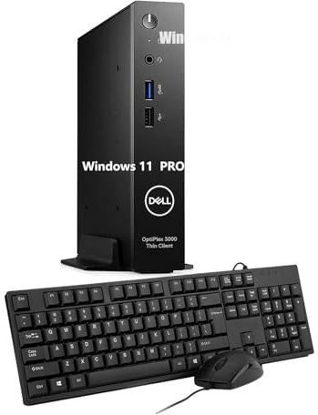 Dell OptiPlex 3000 Thin Client Micro Form Factor Desktop PC, Intel Pentium Silver N6005, 8GB RAM, 256GB SSD, QWERTY Keyboard, WiFi, Bluetooth, Windows 11 Pro (Renewed)