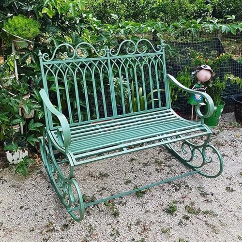 Chaise à bascule d'extérieur en fer forgé – Banc de jardin élégant pour décoration de terrasse, mobilier de loisirs confortable pour la détente et le plaisir en plein air