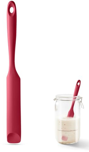 U-Taste spatola per barattoli, spatola silicone piccola con punta flessibile a cucchiaio e nucleo robusto per mescolare, raschiare e spalmare pasta madre, burro di arachidi, marmellate, panna (Rosso)