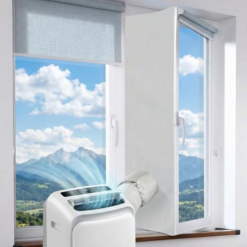 Qoosea Junta de Ventana Portátil para Aires Acondicionados, 400cm Sello de Ventana Universal con Dos Cuerdas Fijas, Kit de Sellado para Aire Acondicionado Parada de Aire Caliente, Fácil Instalación