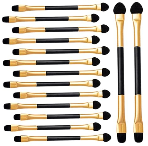 DIYEAH Pinceles para Sombras de Ojos de Doble Punta, Kit de 15 Piezas, Material y Portátil para Maquillaje Femenino, Aplicadores Precisos Ideales para Uso Diario y Viajes