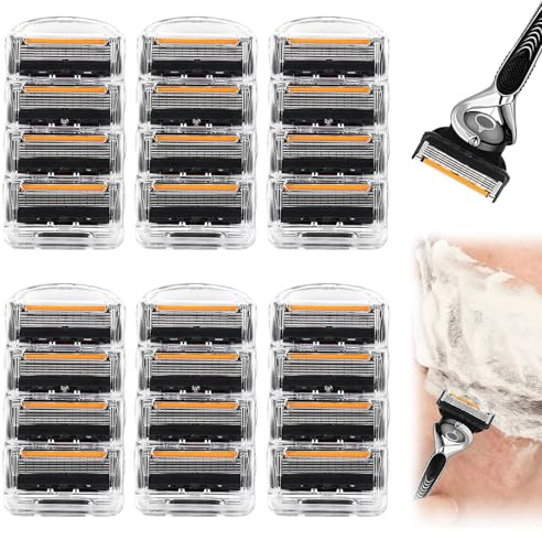 Cuchillas de afeitar ProGlide Wet Shaver para hombre, 24 cuchillas de repuesto para afeitadora en húmedo, paquete económico de 5 cuchillas Fusion, cuchillas Pro Glide, Fusion 5 ProGlid