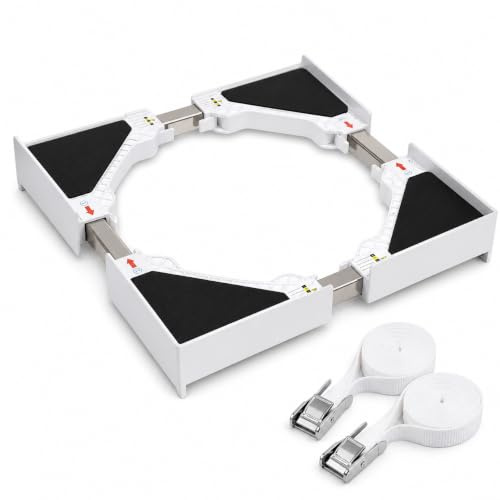 Valo - Set di telai di collegamento universali per lavatrice e asciugatrice, telaio intermedio regolabile da 46 a 66 cm, kit impilabile con cinghia a cricchetto, kit impilabile per lavatrice e