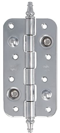 Amig - Bisagra de Seguridad - 150 x 82 x 3 mm - Cantos Redondos - Con Remate Decorativo - Sujeta Puertas de Entrada con Firmeza - Acero Plateado Brillante