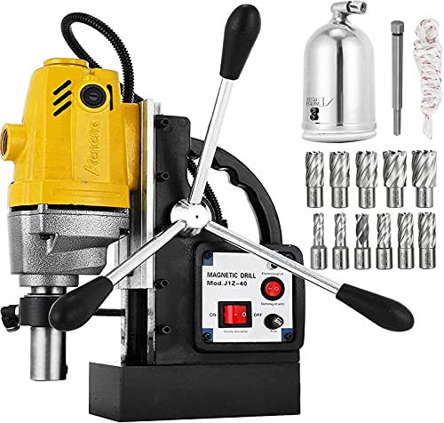 Mophorn Perceuse Electromagnétique Trousse De Coupe 220V Magnétique Carotteuse Magnétique Foreuse Magnétique(MD40 avec Forets 11pcs)