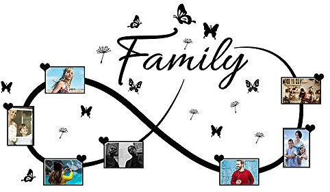 72x128cm (BxL) Wandtattoo Bilderrahmen Familie mit 7 Fotorahmen selbstklebend Wandbilder Wandsticker Foto-rahmen Aufkleber Wand Deko Sprüche für Wohnzimmer Flur Modern