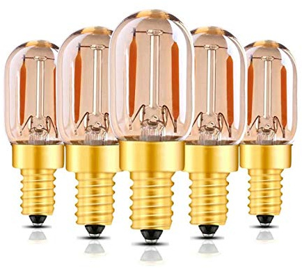 Lampadina 5 LED pacchetto T22, Amber vetro tubolare 1W lampadina 2200K E12 E14 CC di CA 12V-24V della lampadina, 360 ° decorativi ciondolo illuminazione No Dimmerabile lampadina,1w e12 12v~14v