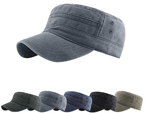 Yutdeng Cappello Uomo con Visiera Piatta Unisex Militare Hat Cotone Classico Flat Top Traspirante Regolabile Cappellini da Baseball Trucker cap'
