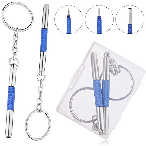 2 Stück Mini Brillen Schraubendreher, 3 in 1 Precision Screwdriver Set Schlüsselbund Kleines Schraubenzieher Handwerkzeug, Tragbarer Schraubendreher für Sonnenbrillen, Schmuck und Uhren Reparatur