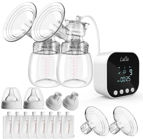 Double Electric Breast Pump with 4 Modes & 9 Levels, Strong Suction, Pain-Free, Rechargeable, BPA Free, Portable Breast Milk Pump for Travel Home